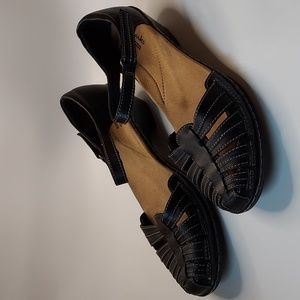 Clarks Black Leather Sandals